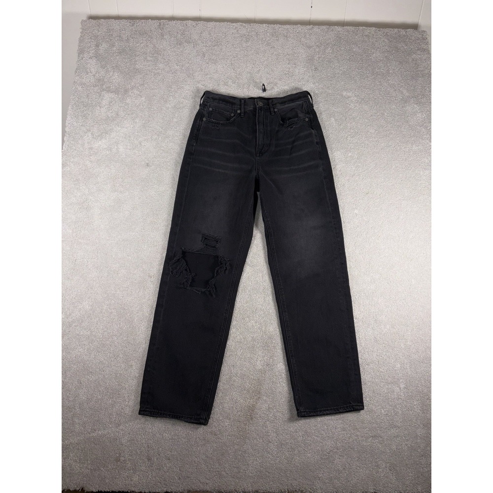 American‎ Eagle Highest Rise 90's Boyfriend Jeans Women's 6 Reg Black Distressed